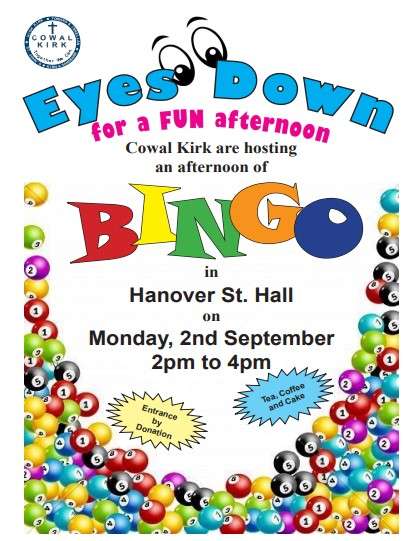 September Meet & Greet Event – Bingo High Kirk Hall, Hanover Street. Monday 2 September 2024 2pm to 4pm